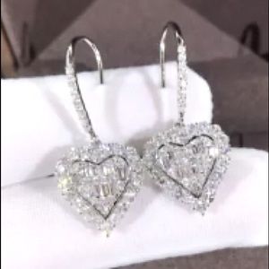 NWOT Silver Zircon Hook Drop  Earrings